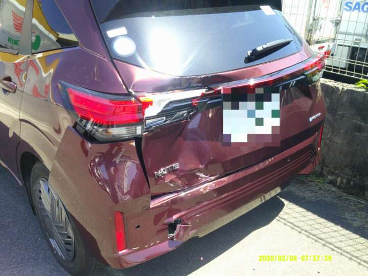 京都市Y様　日産ノート　バックドア凹み　お見積りしました。サムネイル